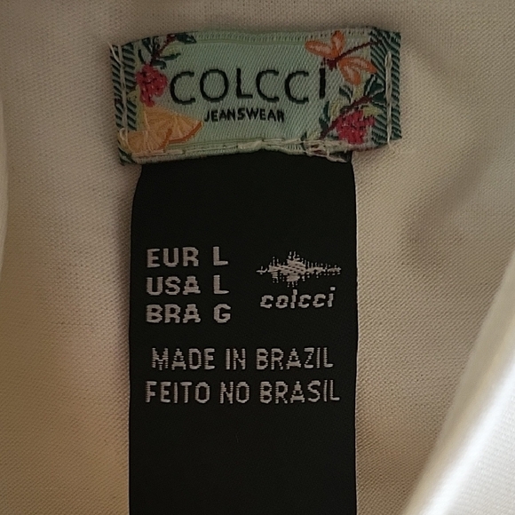 NWT Colcci Jeanswear Cream Embroidered HI/LOW Spagetti Strap Dress Womens Size L - Picture 8 of 16